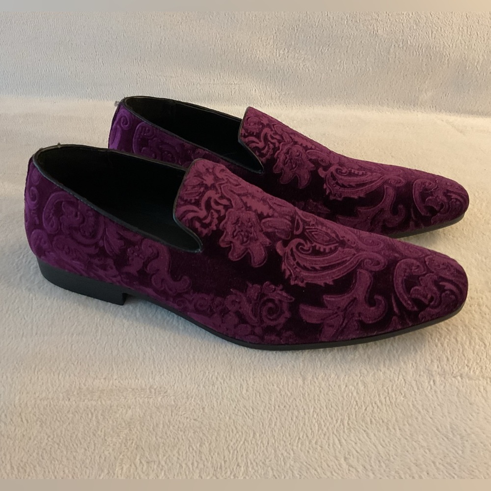 Purple velour mens loafers